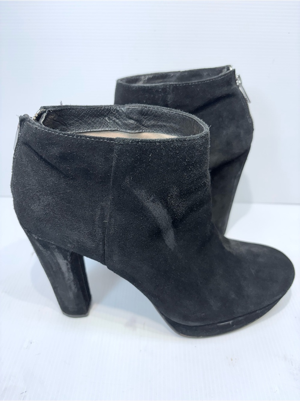 MICHAEL Michael Kors Black Suede Block Heel Ankle Booties - Women's Size 10